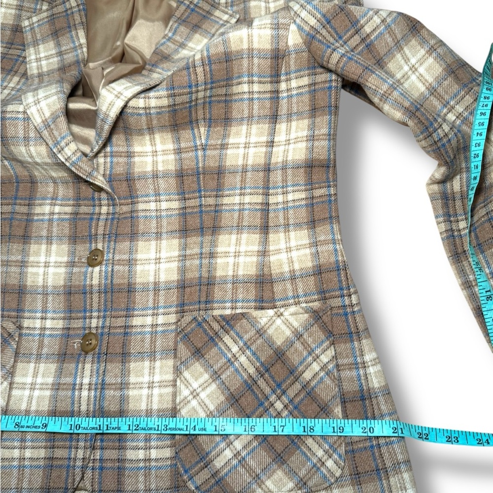 Pendleton Tan And Brown Plaid Blazer Sz Lg Large … - image 7